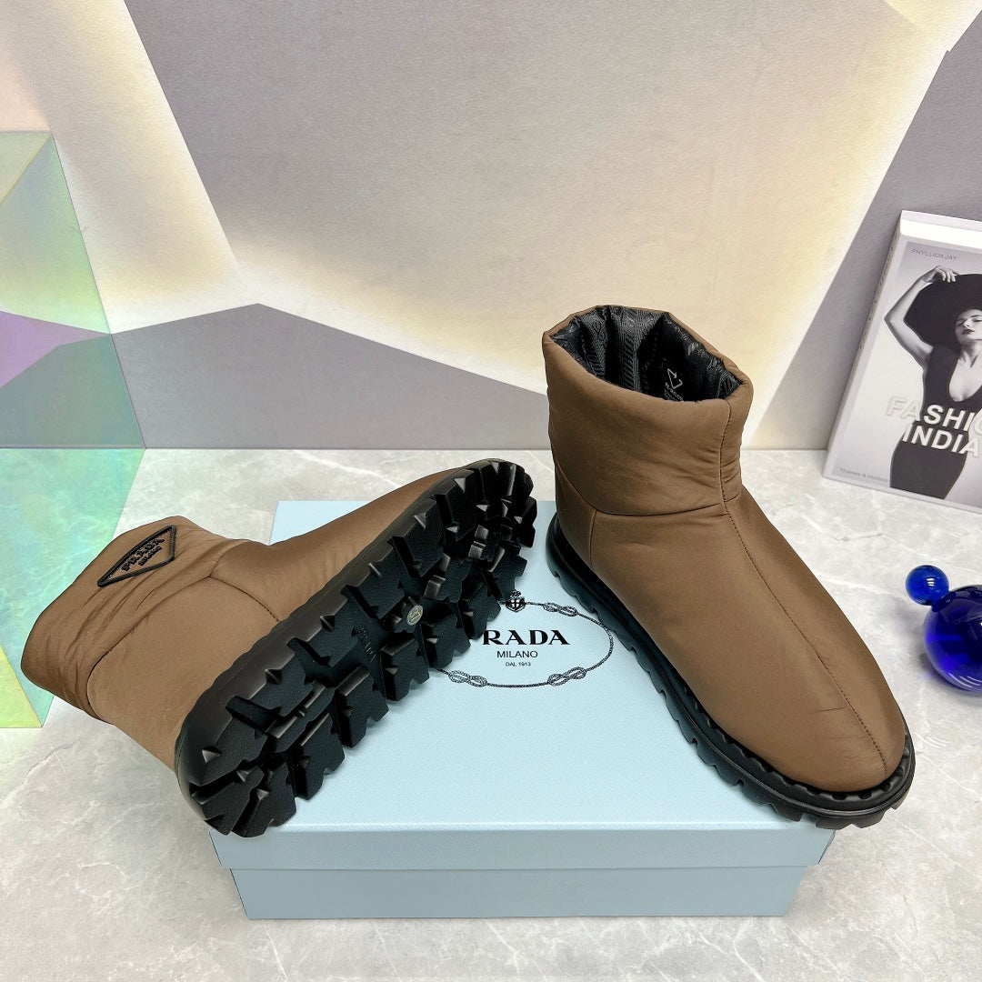 PD NYLON FABRIC BOOTIES BROWN