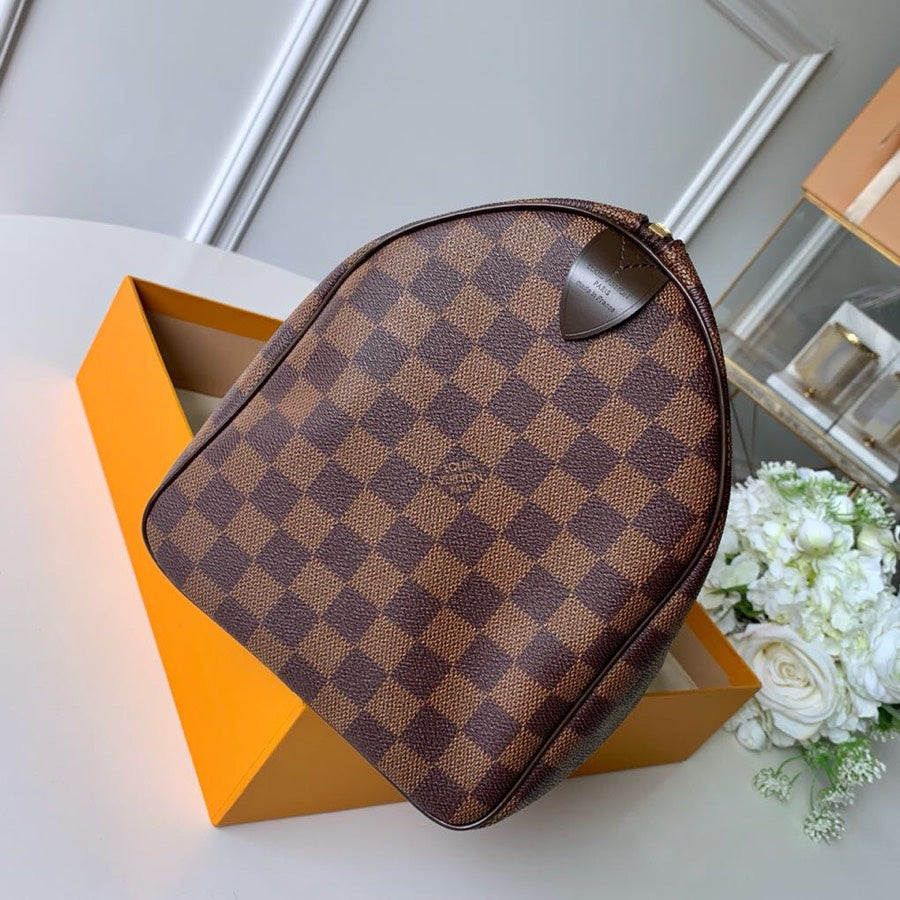 Speedy 30cm N41364 Damier Ebene canvas cross body bags shoulder bag Travel bag