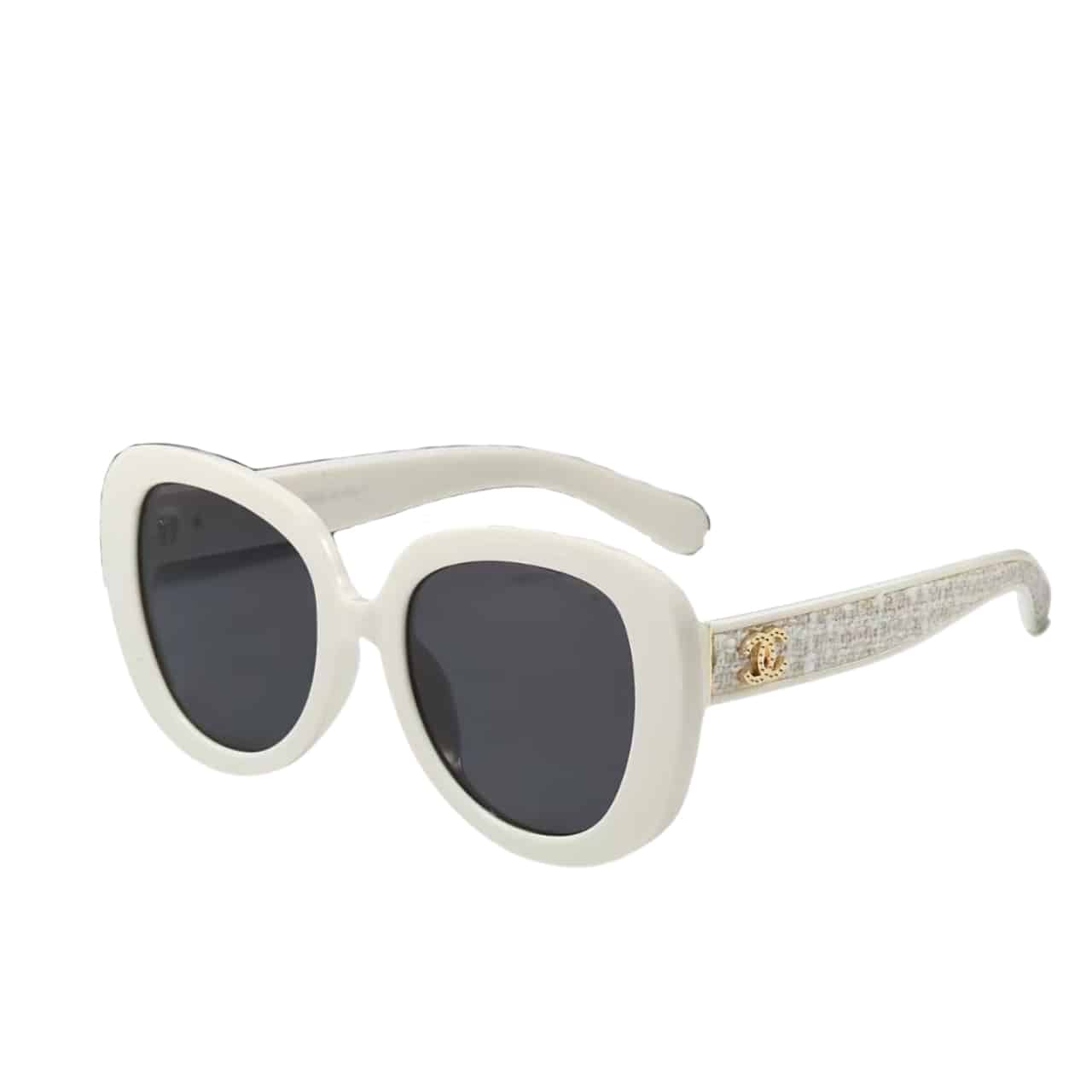 CC SQUARE SUNGLASSES TWEED ACCENT IN WHITE