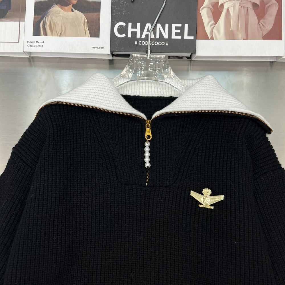 LV CHUNKY HALF ZIP PULLOVER BLACK 1AHC11