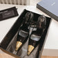 YSL JEANNE SLINGBACK PUMPS BLACK AND GOLD 800164AADX21000