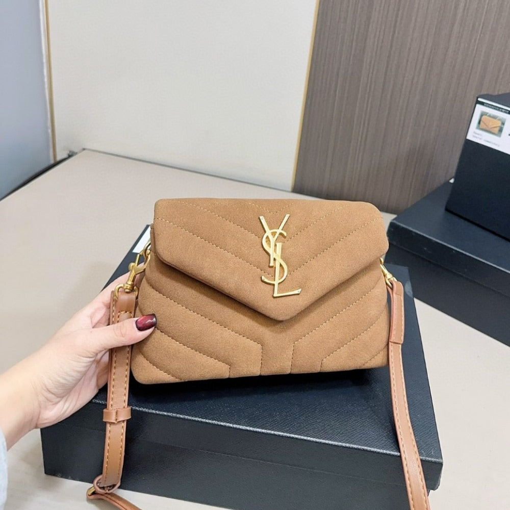 YSL LOULOU SMALL SHOULDER BAG IN SUEDE 22CM