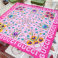 GG FLORAL PRINT SILK SCARF IN IVORY IN PINK 90CM