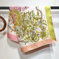 GG FLORAL PRINT SILK SQUARE SCARF IN PINK AND YELLOW 90CM