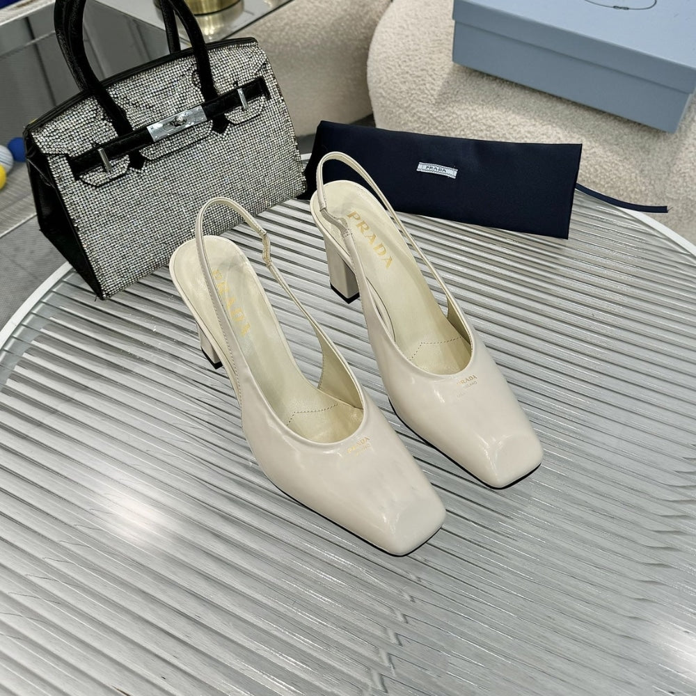 PR PATENT LEATHER SLINGBACK PUMPS IVORY 1I838N 069 F0304 F 085