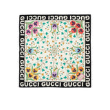 GG FLORAL PRINT SILK SCARF IN IVORY IN BLACK AND WHITE 90CM 7438763G0019260