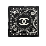 CC CLASSIC DOUBLE C LOGO PRINT SILK SCARF BLACK 90CM