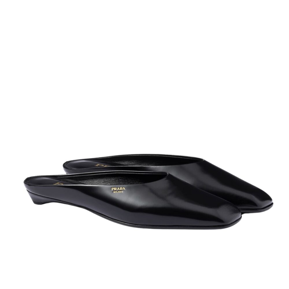 PR BRUSHED LEATHER MULES BLACK 1S825N 055 F0002 F 015