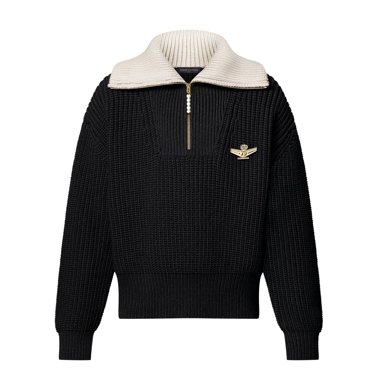 LV CHUNKY HALF ZIP PULLOVER BLACK 1AHC11