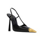 YSL JEANNE SLINGBACK PUMPS BLACK AND GOLD 800164AADX21000