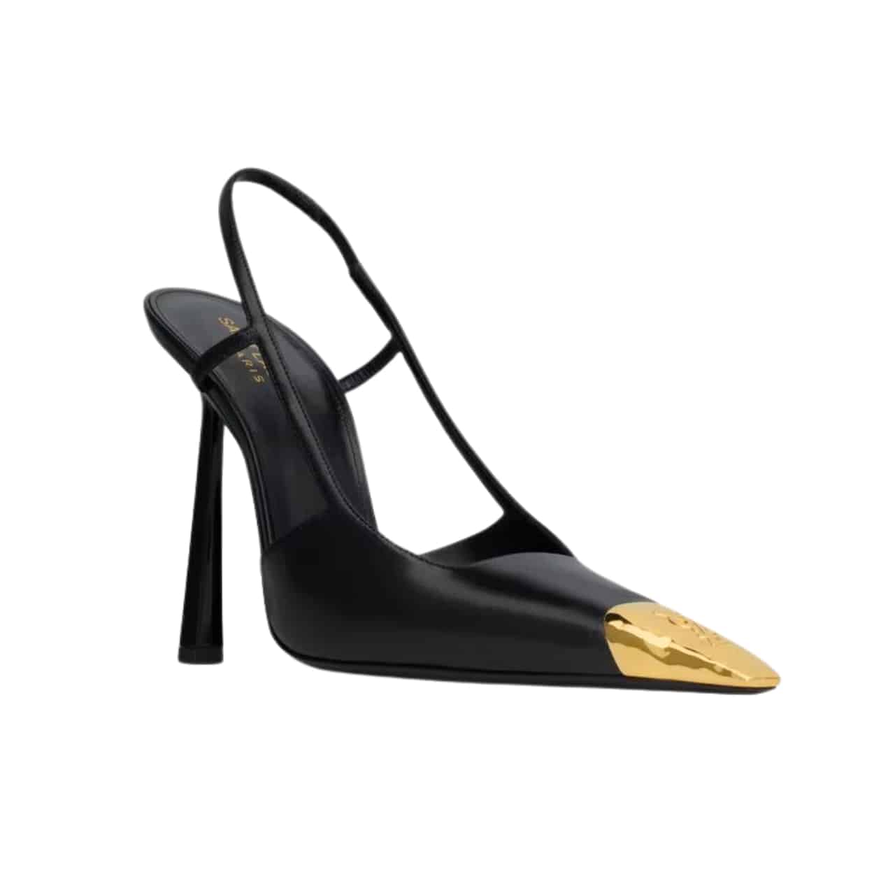 YSL JEANNE SLINGBACK PUMPS BLACK AND GOLD 800164AADX21000