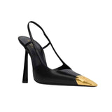 YSL JEANNE SLINGBACK PUMPS BLACK AND GOLD 800164AADX21000