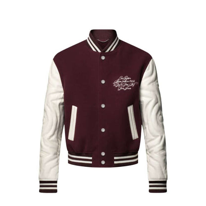 LV EMBROIDERED CALFSKIN VARSITY JACKET BORDEAUX 1AGJCC