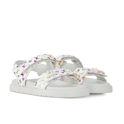 LV X MURAKAMI LV SUNSET FLAT COMFORT SANDAL WHITE 1AGXEQ