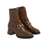 GG HORSEBIT PLAQUE ANKLE BOOTS BROWN 719830 1DO50 2347