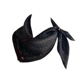 CC COCO SIGNATURE SILK SCARF IN BLACK 70CM
