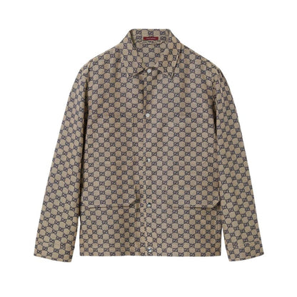 GG GG LINEN BLEND CANVAS JACKET BEIGE 784252 ZAM7G 9118