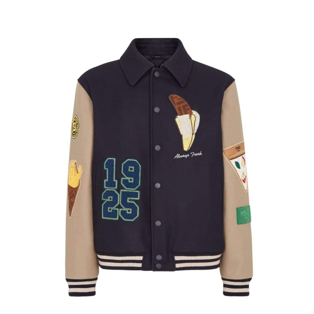 FD FDLICIOUS BOMBER JACKET BEIGE AND BLUE FW1348ATEAF1R4X