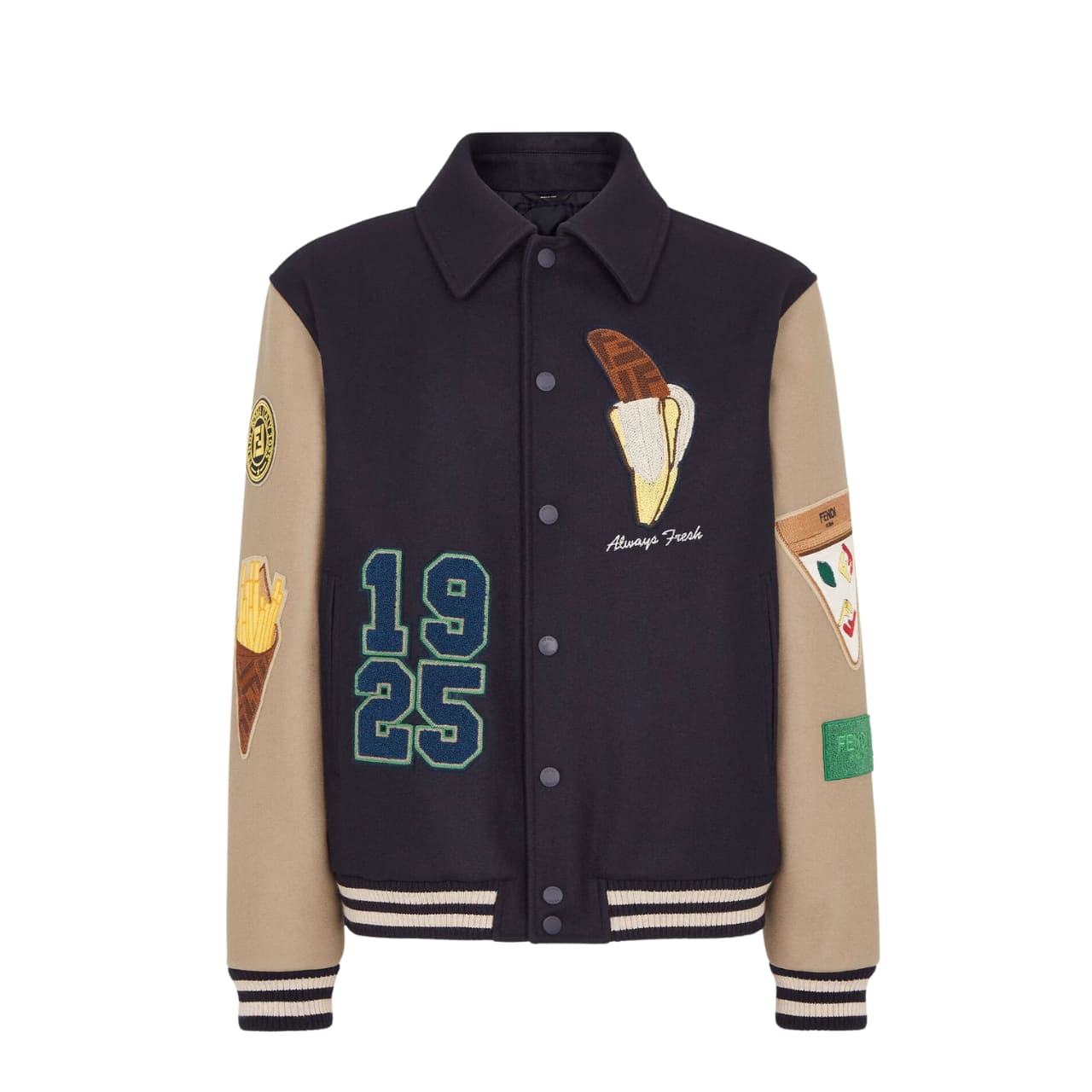 FD FDLICIOUS BOMBER JACKET BEIGE AND BLUE FW1348ATEAF1R4X