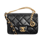CC SMALL FLAP BAG WITH CHAIN BLACK 20CM