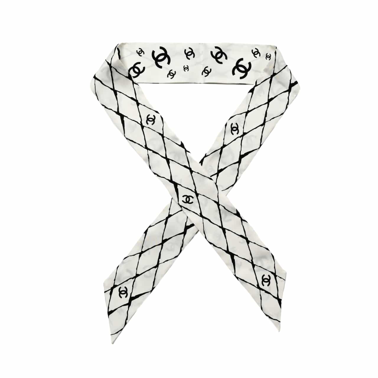 CC SILK CC SLIM BANDEAU SCARF WHITE 120CM