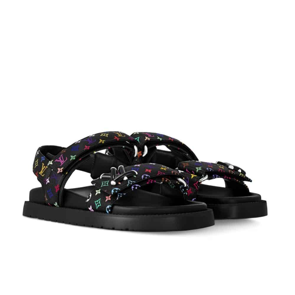 LV X MURAKAMI LV SUNSET FLAT COMFORT SANDAL BLACK 1AGXF6