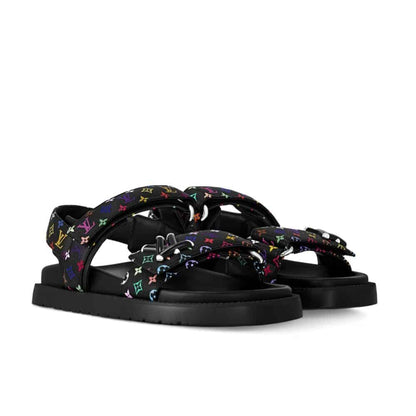 LV X MURAKAMI LV SUNSET FLAT COMFORT SANDAL BLACK 1AGXF6