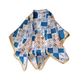 CC GEOMETRIC CC SILK SCARF BLUE AND BEIGE 70CM