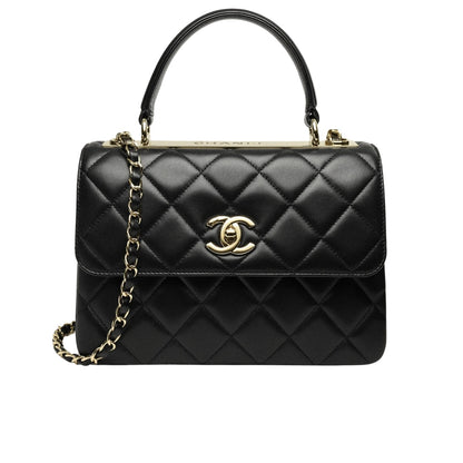 CC FLAP BAG WITH TOP HANDLE BLACK 25CM A92236 Y60767 94305