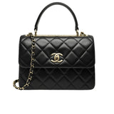 CC FLAP BAG WITH TOP HANDLE BLACK 25CM A92236 Y60767 94305