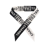 CC SILK LOGO SLIM BANDEAU SCARF BLACK AND WHITE 120CM