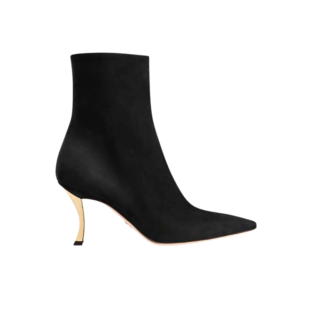 DD WOMEN D FAME HEELED ANKLE BOOT SUEDE CALFSKIN BLACK