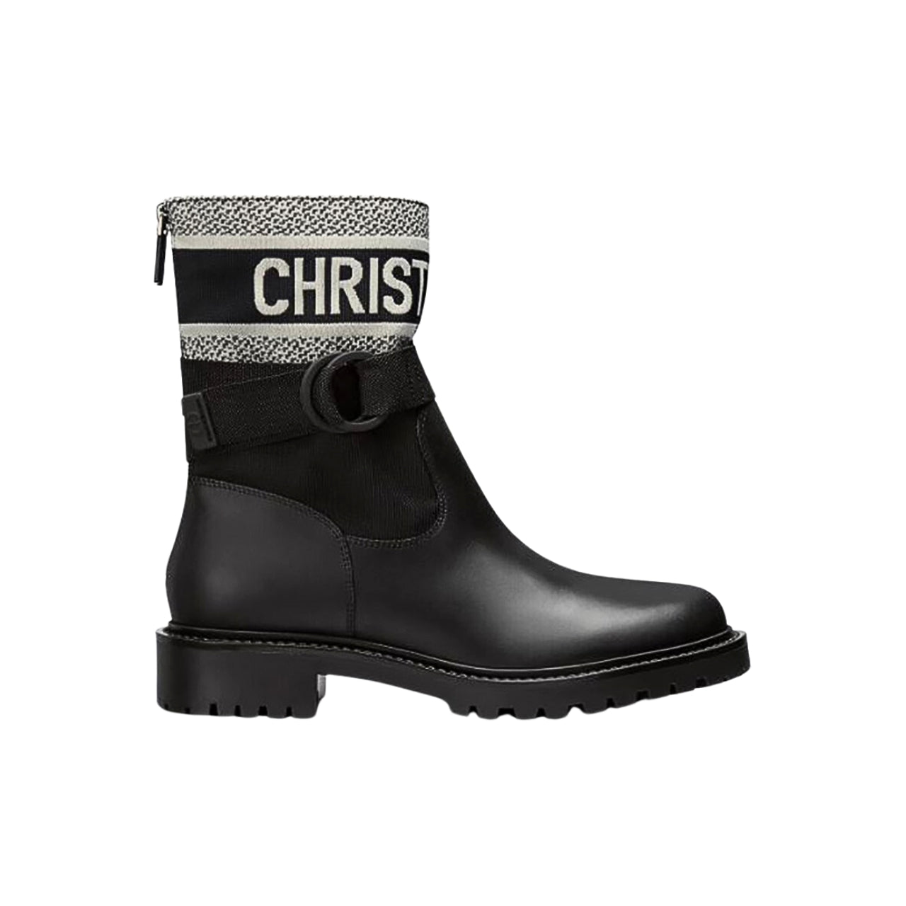 DD D MAJOR ANKLE BOOT FABRIC AND CALFSKIN WHITE AND BLACK