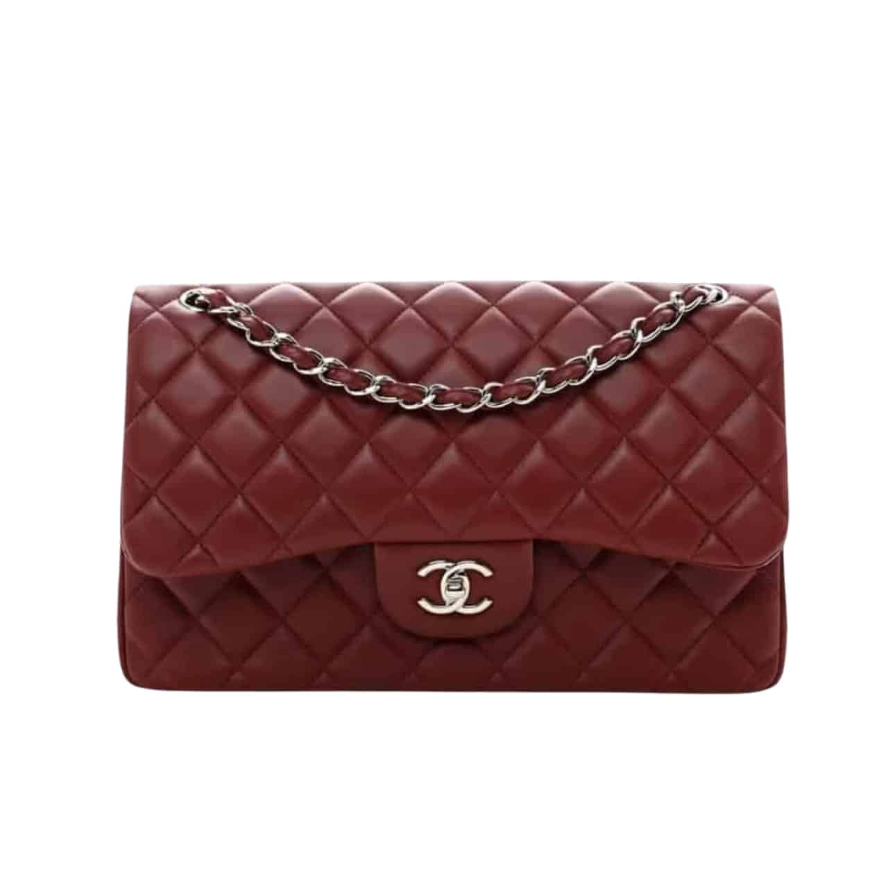 CC CLASSIC DOUBLE FLAP BAG PLUM RED 25CM
