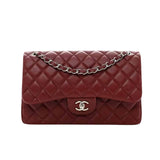 CC CLASSIC DOUBLE FLAP BAG PLUM RED 25CM