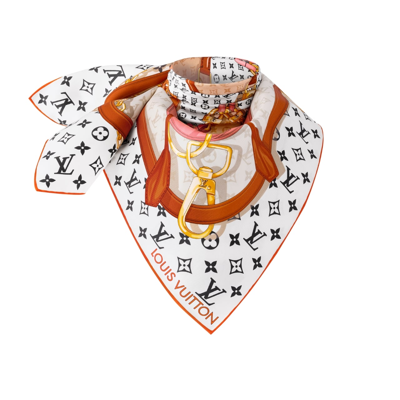 LV FLOWER AND STRAPS SQUARE IN WHITE 90CM M77177
