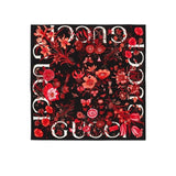 GG WOMEN'S FLORAL PRINT SILK CARRÉ SQUARE IN RED 90CM