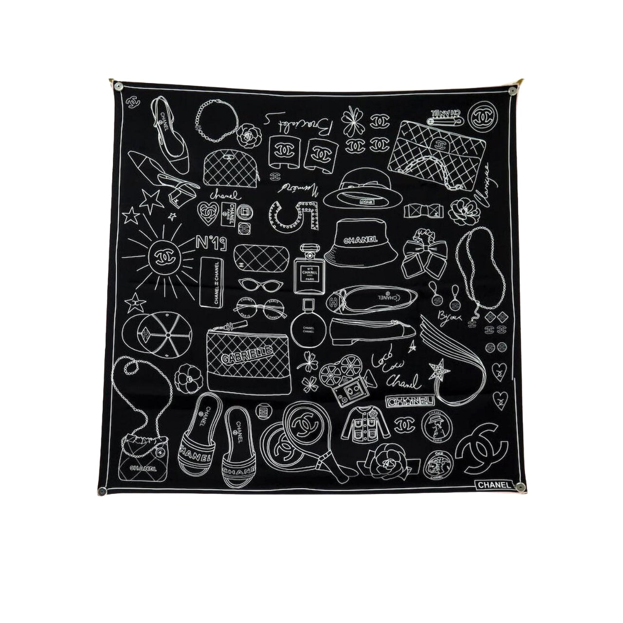 CC ARTISTIC ICONS SQUARE SCARF BLACK 90CM