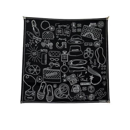CC ARTISTIC ICONS SQUARE SCARF BLACK 90CM