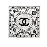 CC CLASSIC DOUBLE C LOGO PRINT SILK SCARF WHITE 90CM
