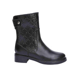 GG WOMEN'S GUCCISSIMA SHORT ZIP BOOTS BLACK