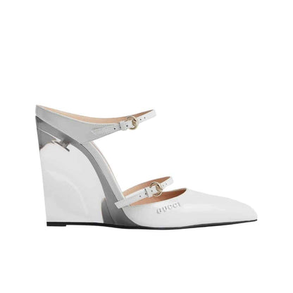GG WOMEN'S WEDGE MULE WHITE 827856 CLG00 9014