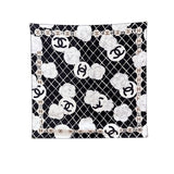 CC CC CAMELLIA SILK SCARF IN BLACK 90CM A39577 X10321 94305