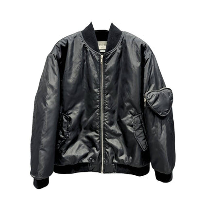 GG NYLON BOMBER JACKET WITH HEART POCKET BLACK