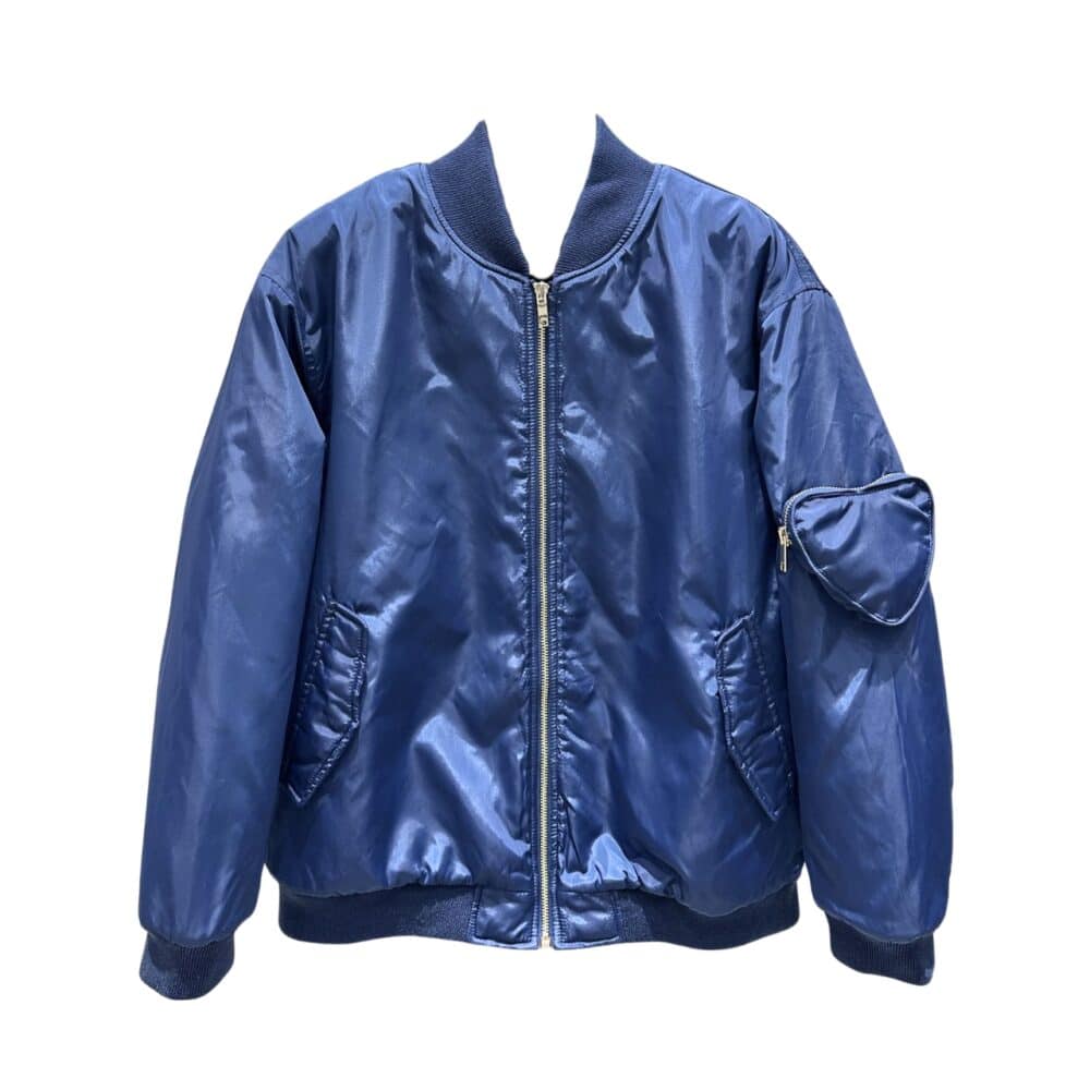 GG NYLON BOMBER JACKET WITH HEART POCKET BLUE