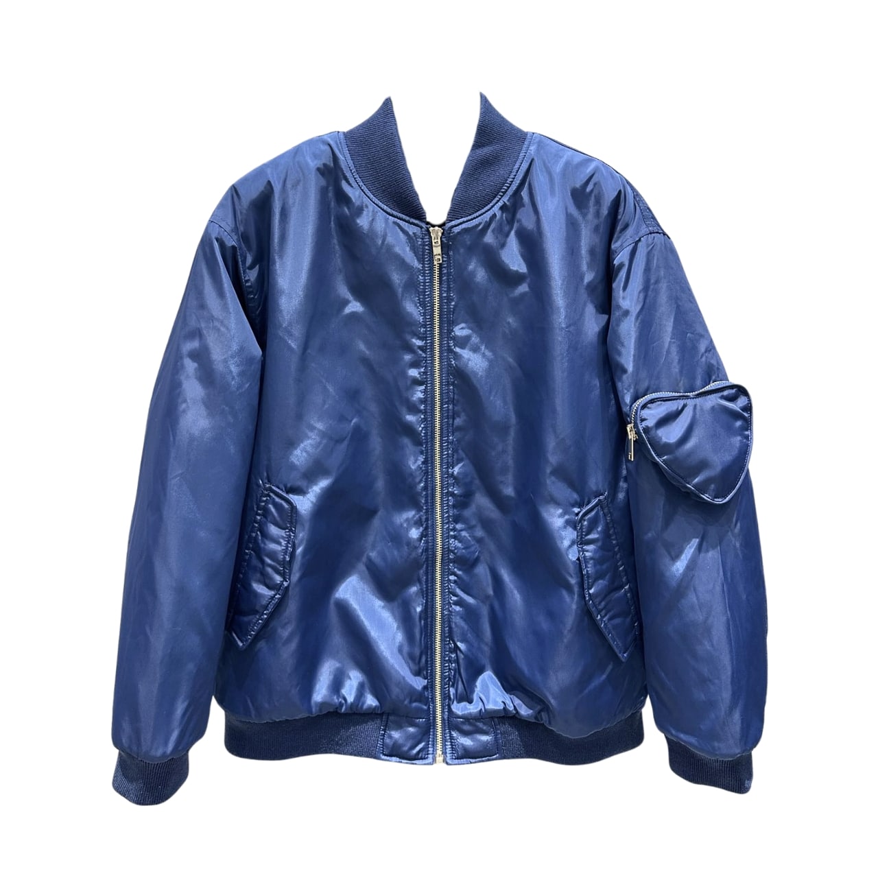 GG NYLON BOMBER JACKET WITH HEART POCKET BLUE