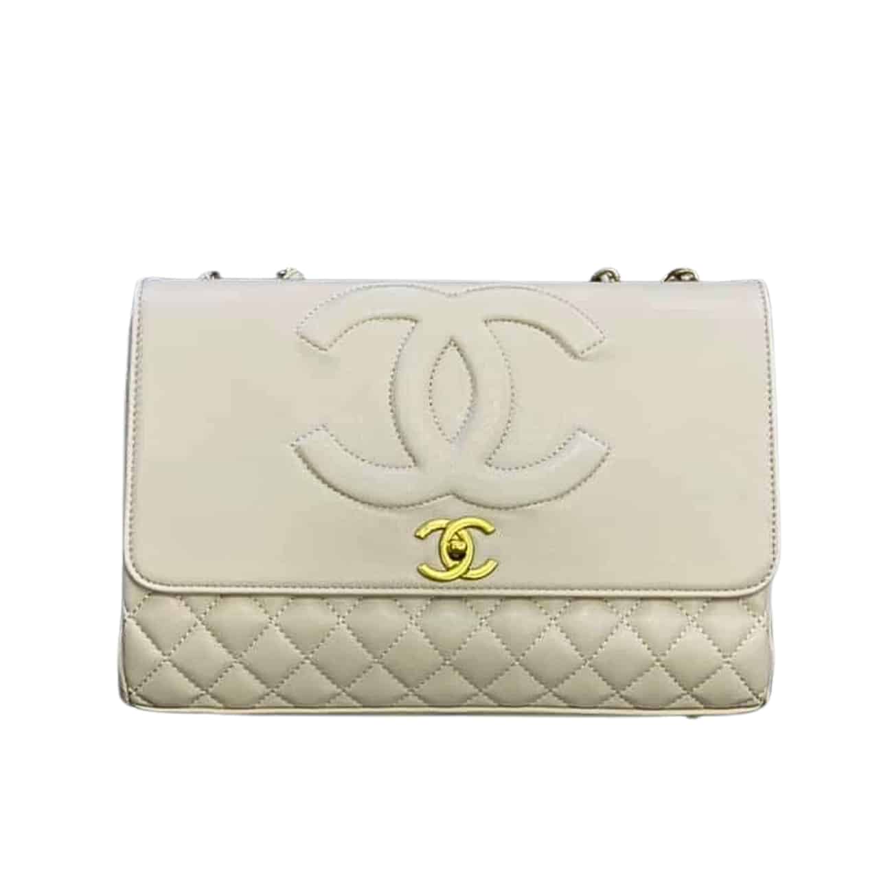 CC COCO MARK FLAP BAG WHITE 22CM