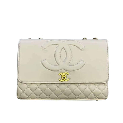 CC COCO MARK FLAP BAG WHITE 22CM