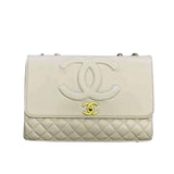 CC COCO MARK FLAP BAG WHITE 22CM