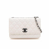CC WALLET ON CHAIN WHITE LAMBSKIN 19CM